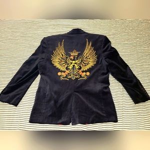 Men's Black Blazer with Gold Embroidery
